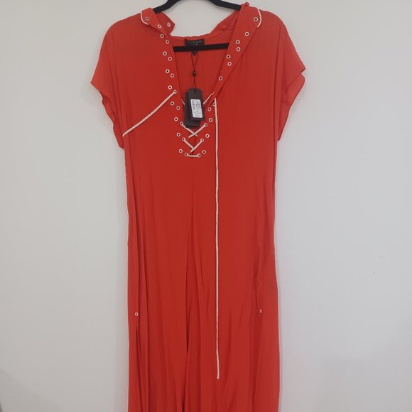 Rag & bone fire red dirdre hooded dress NWT - Picture 1 of 4